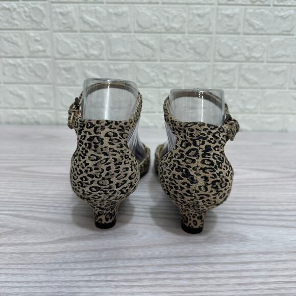 Kenneth Cole Reaction Sandals Womens US 7 Brown Black Leopard Print Ankle Strap - Picture 4 of 7